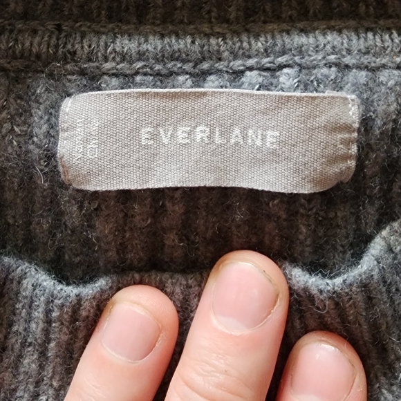 Everlane 40% wool blend sweater ribbed gray women's Large cozy - Picture 5 of 6